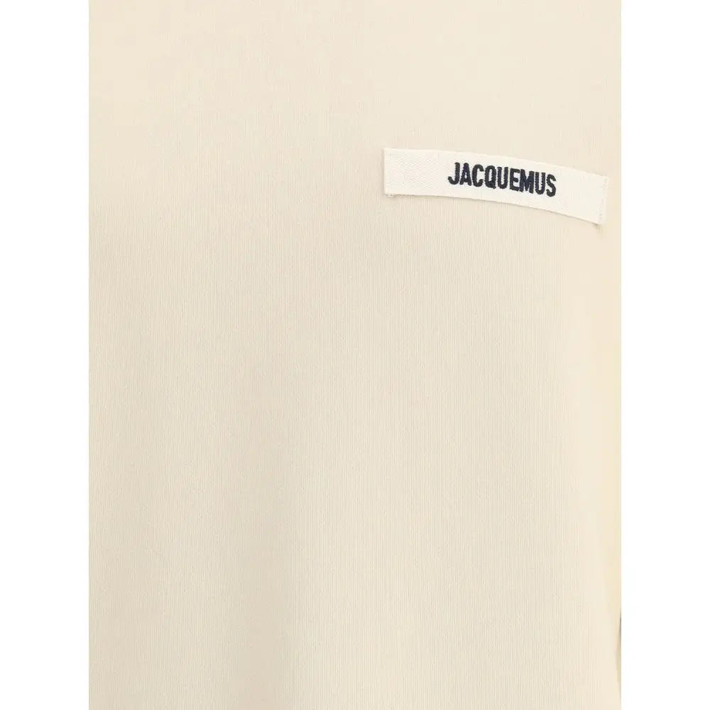 Jacquemus beige bomuldssweatshirt i cremfarvet ribbet stof med hvidt mærkelabel