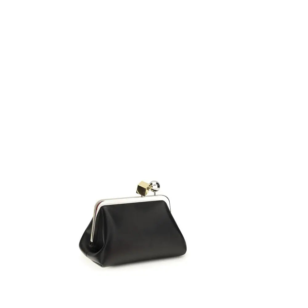 Jacquemus black lamb ovis aries clutch med sort læder og guldspænde