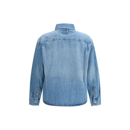 Jacquemus blue denim shirt med lysvask, klassisk krave og knappe mansjetter