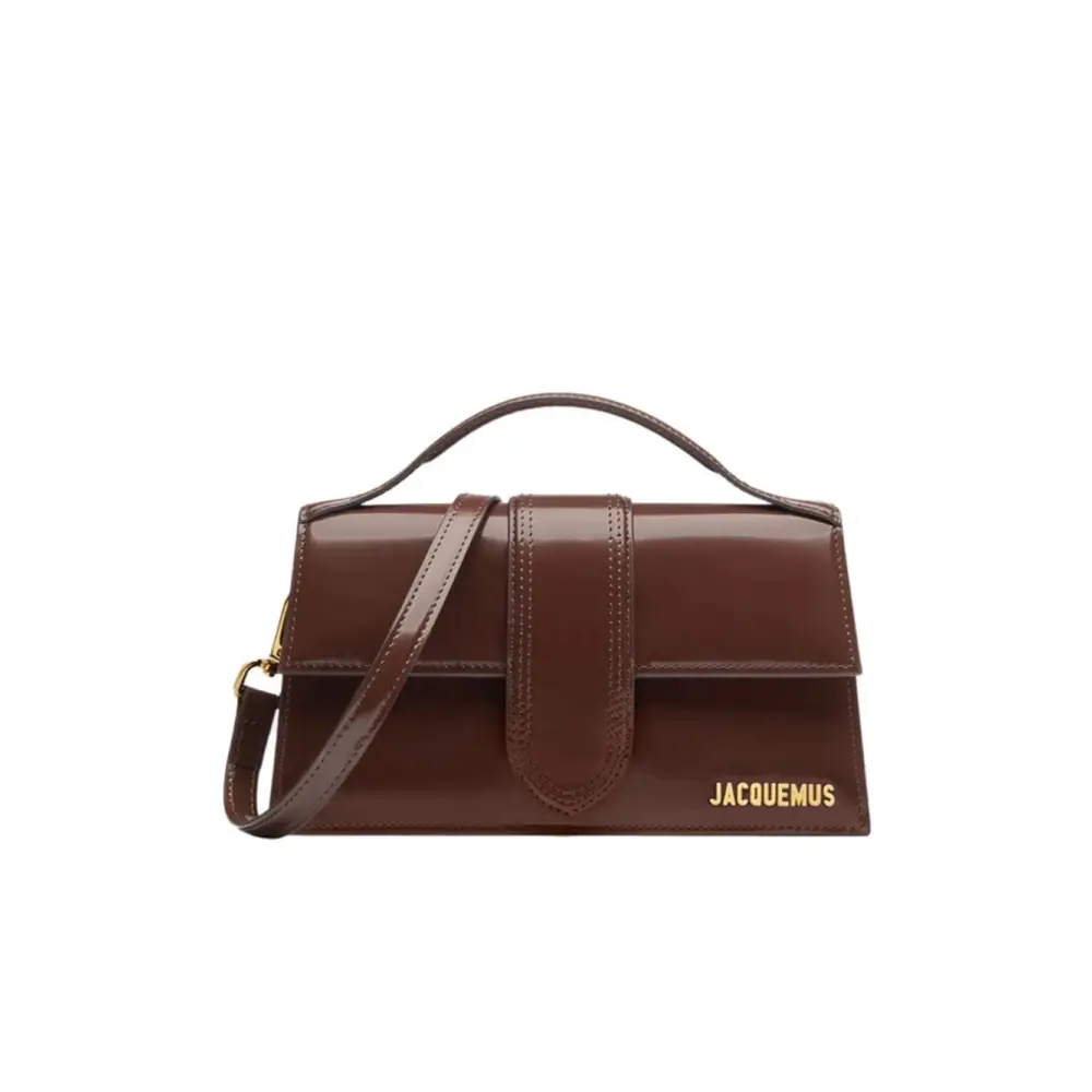 Jacquemus Le Grand Bambino håndtaske i mørkebrun læder