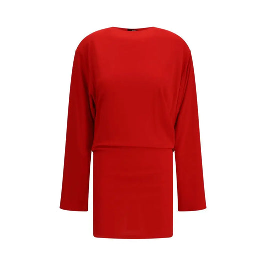 Jacquemus multicolor viscose cocktail dress i levende rød nuance med lange ærmer og afslappet pasform