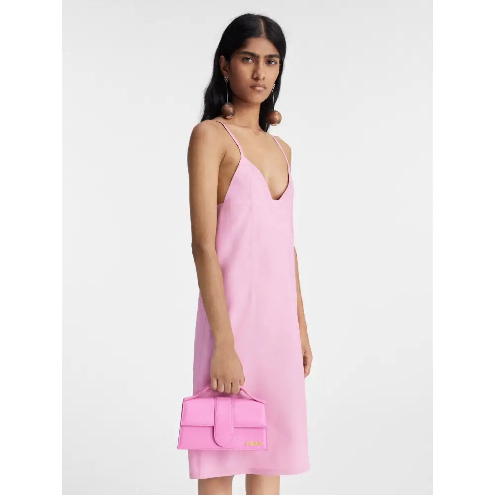 Neon pink leather Le Grand Bambino håndtaske fra Jacquemus