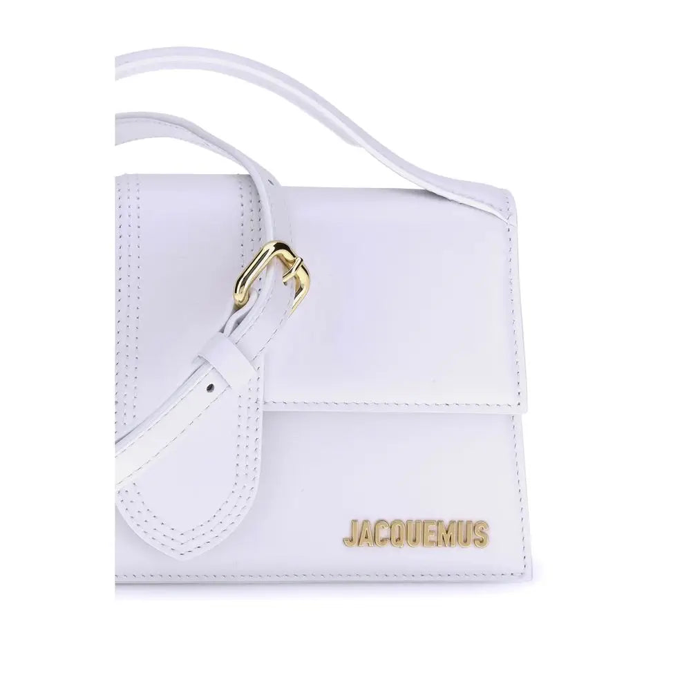 Jacquemus white calf leather Bos Taurus crossbody bag with gold hardware