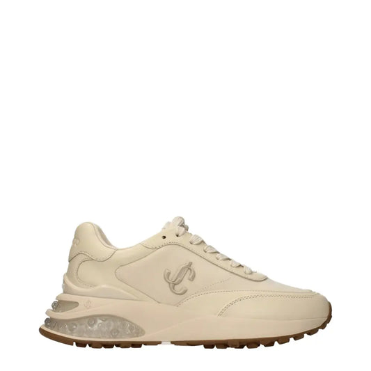 Jimmy Choos beige stof chunky sneakers med transparent sål