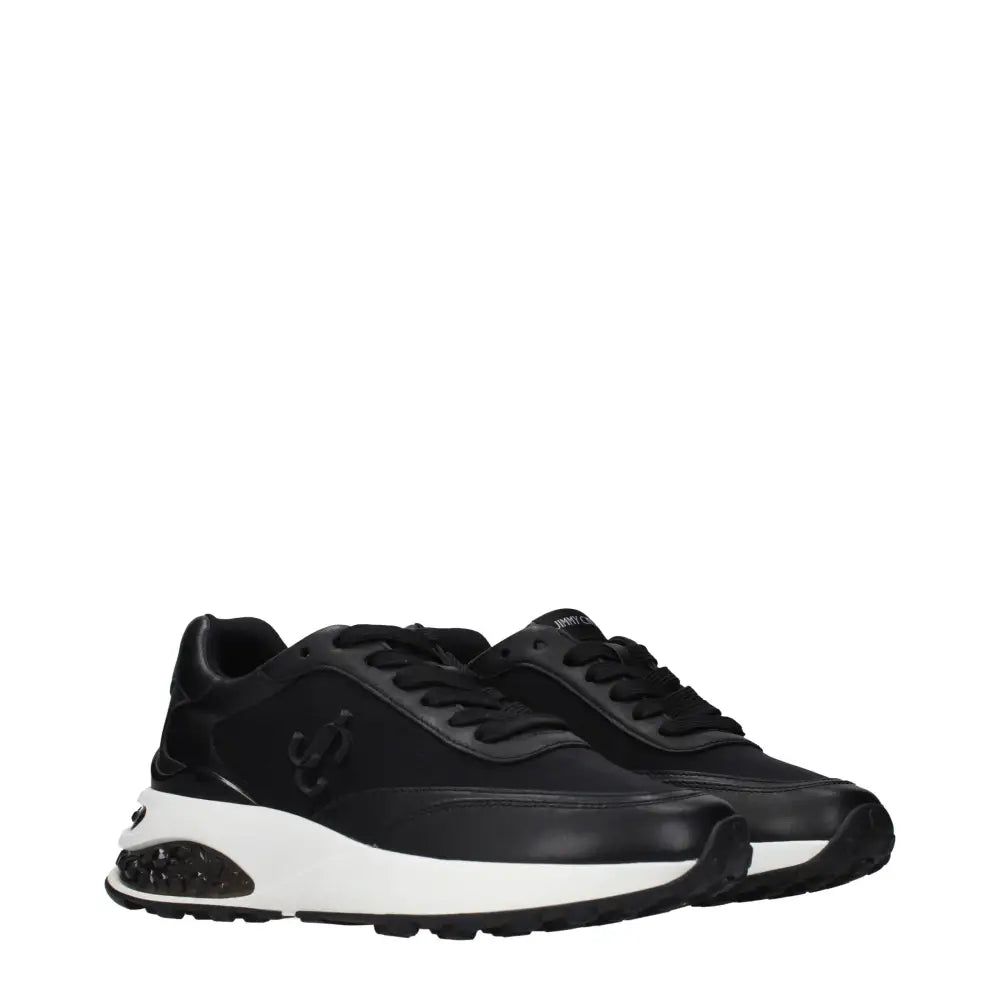 Jimmy Choo black fabric athletic sneakers in black and white chunky design