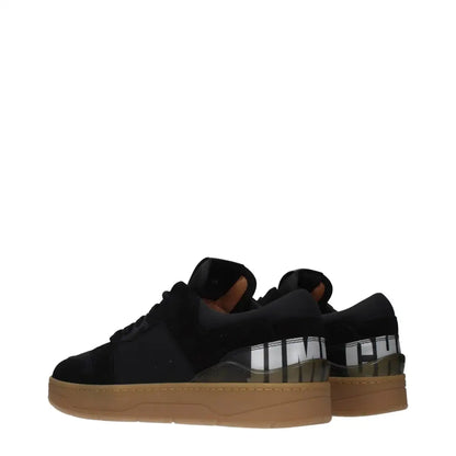 Jimmy Choo black fabric low-top sneakers with camo heel and tan soles
