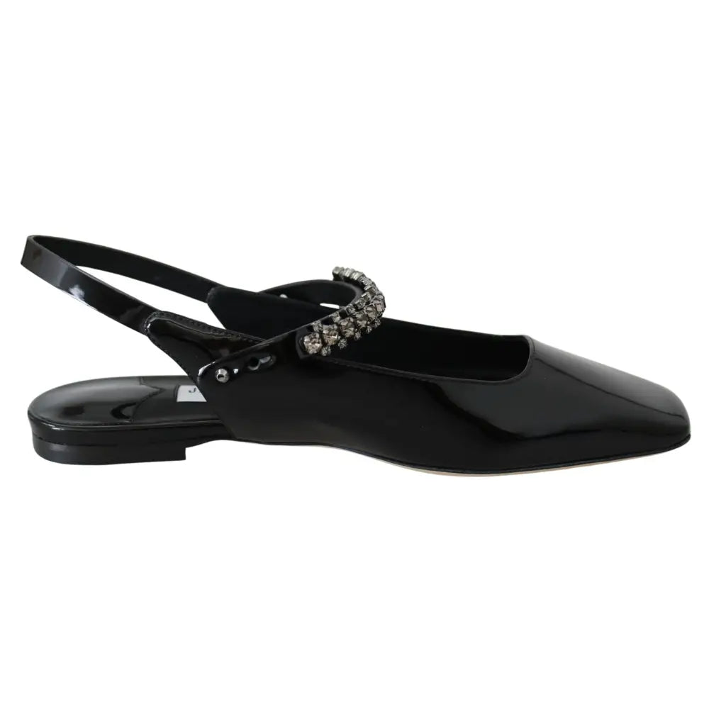 Jimmy Choo Elegant Black Patent Flats with Crystal Accent