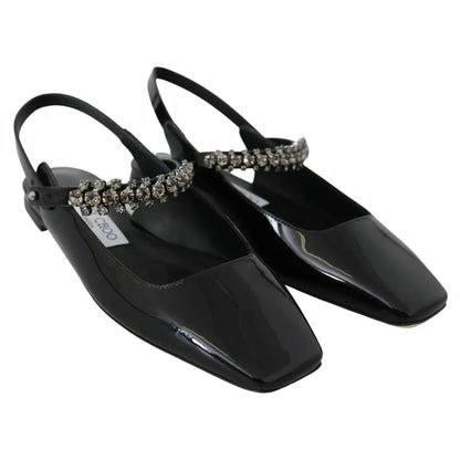 Jimmy Choo Elegant Black Patent Flats with Crystal Accent
