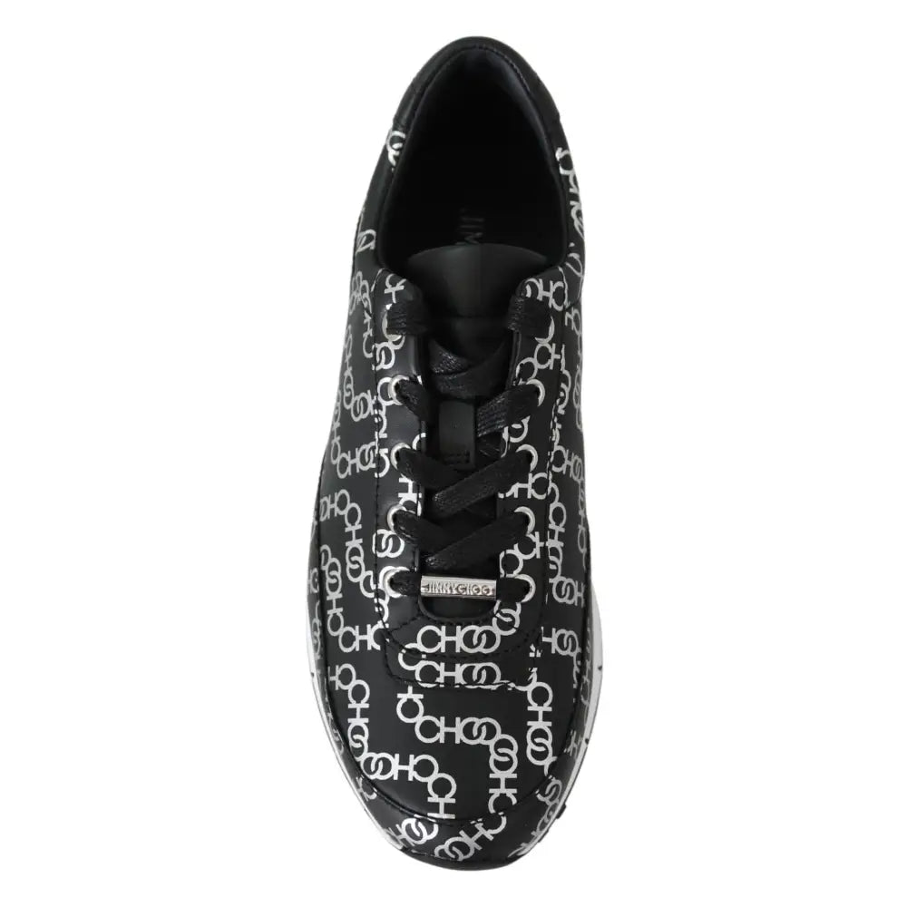 Jimmy Choo Elegant Black & Silver Leather Sneakers