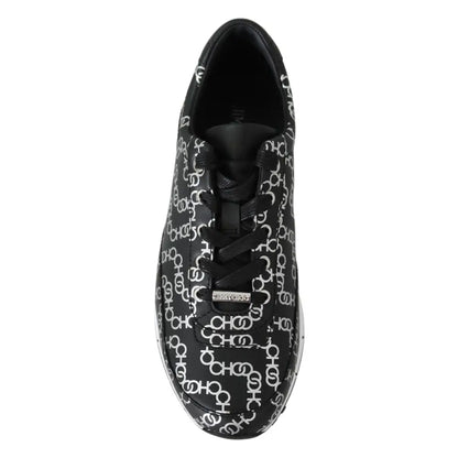 Jimmy Choo Elegant Black & Silver Leather Sneakers