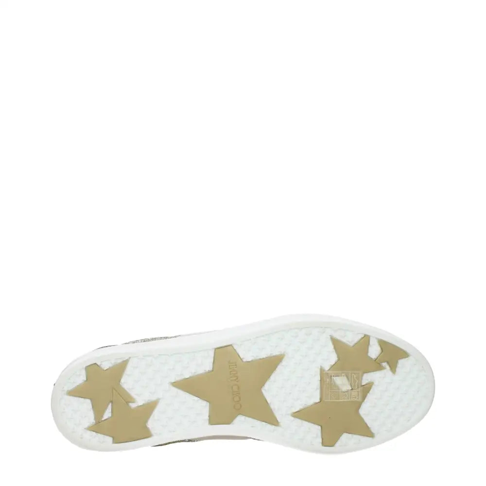 Jimmy choo’s gyldne lædersneakers med guldstjerner på sålen