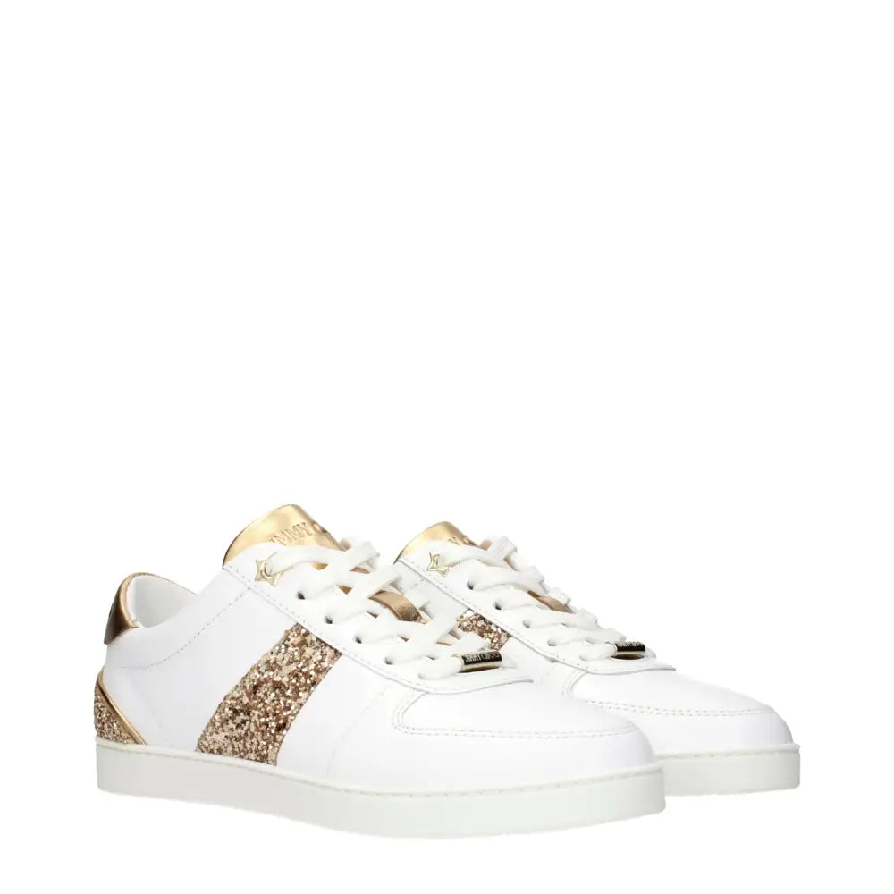 Jimmy Choo White Leather Low Top Sneakers - Sneakers
