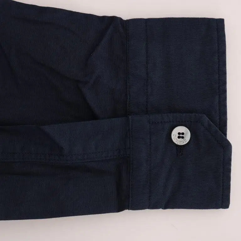 John Galliano Blue Casual Cotton Long Sleeve Shirt