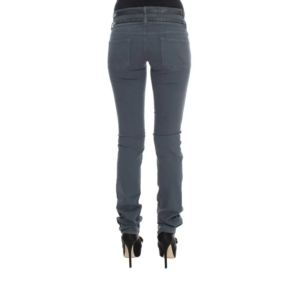 John Galliano Blue Cotton Blend Slim Fit High Waist Jeans