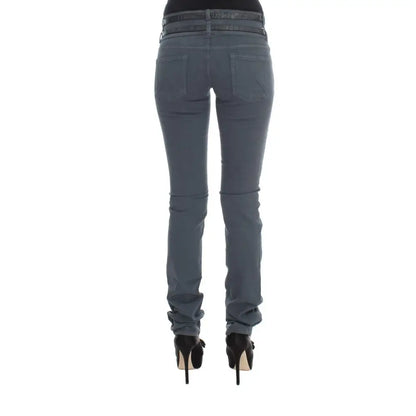John Galliano Blue Cotton Blend Slim Fit High Waist Jeans