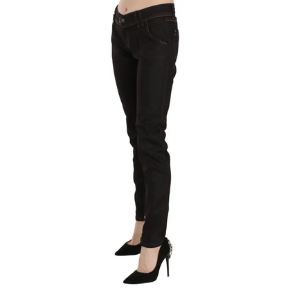 John Galliano Cotton Black Mid Waist Skinny Denim Jeans - Jeans