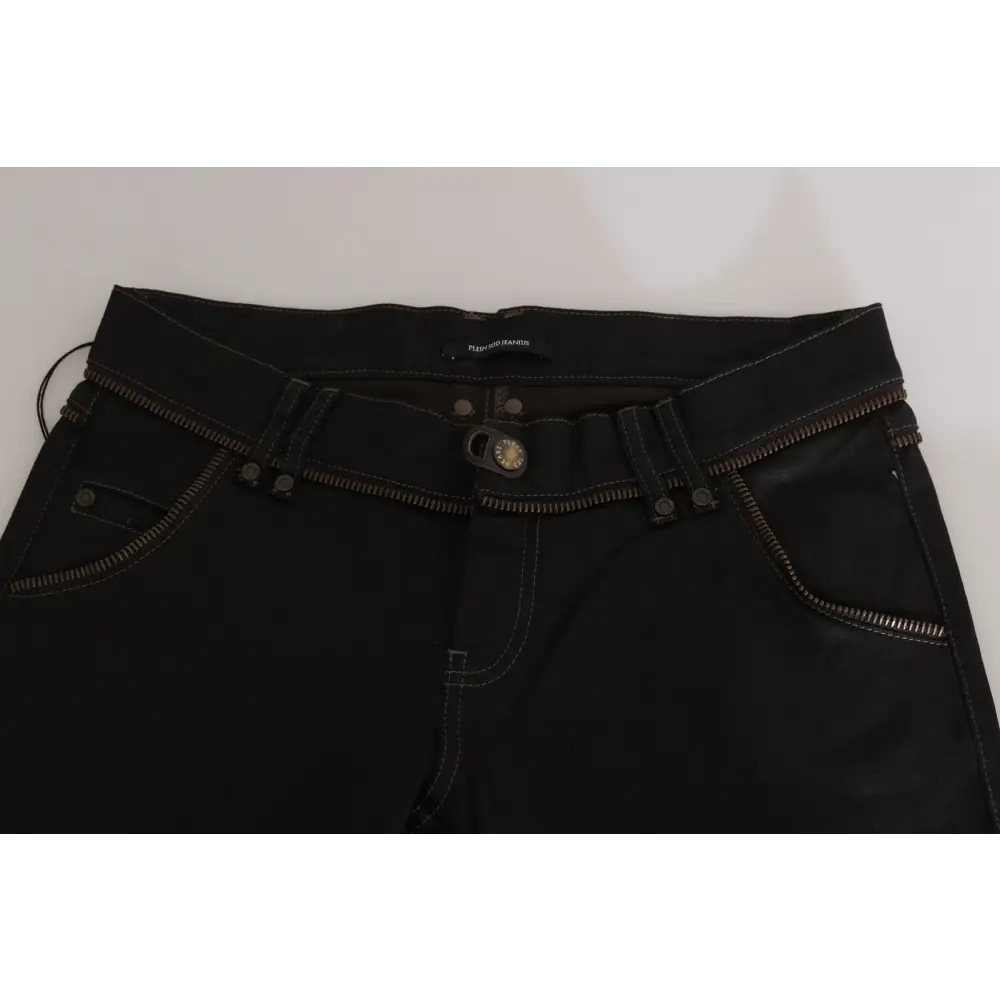 John Galliano Cotton Black Mid Waist Skinny Denim Jeans - Jeans