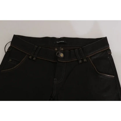 John Galliano Cotton Black Mid Waist Skinny Denim Jeans - Jeans