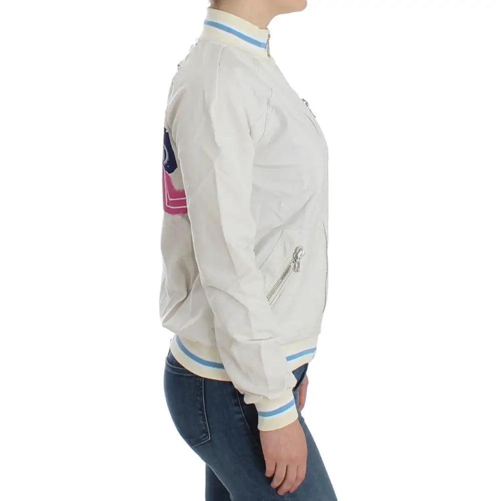 John Galliano White Mock Zip Cardigan Sweatshirt Sweater