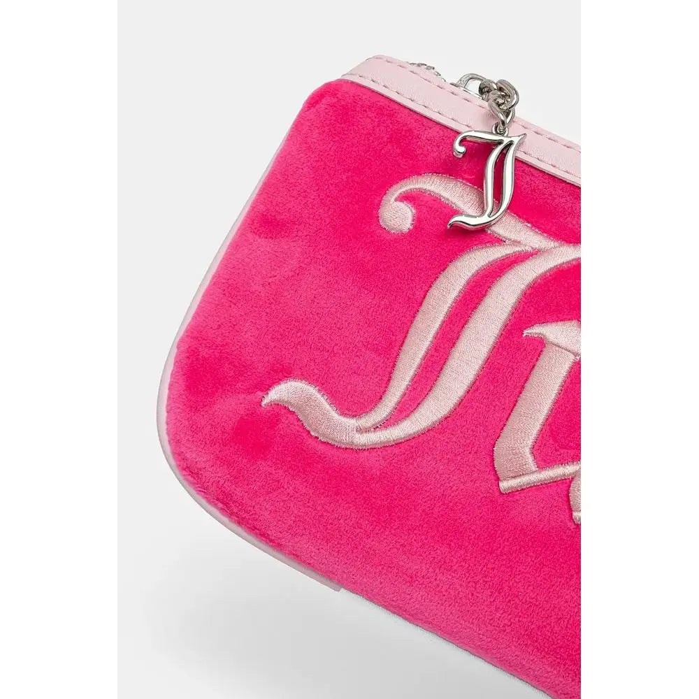 Juicy Couture lyserøde skulder taske med pink velvet og logo