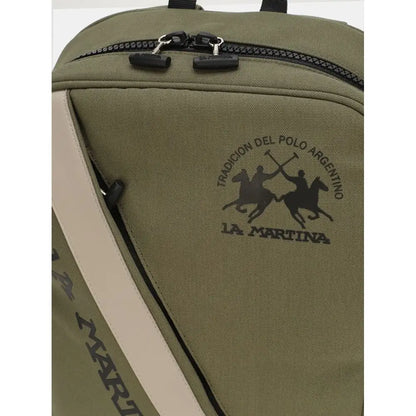 La Martina bicolor canvas backpack i olivengrøn med beige stribe