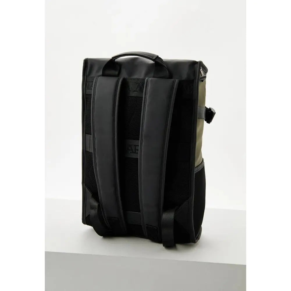 La Martina bicolor polyethylene backpack in black and olive green