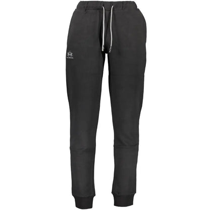 La Martina black cotton pant med sorte joggers, hvid snor og subtil logo