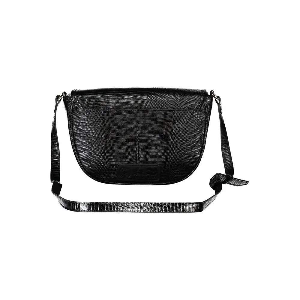 La Martina sort krokodilletrykt læd crossbody taske med justerbar rem