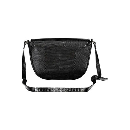 La Martina sort krokodilletrykt læd crossbody taske med justerbar rem
