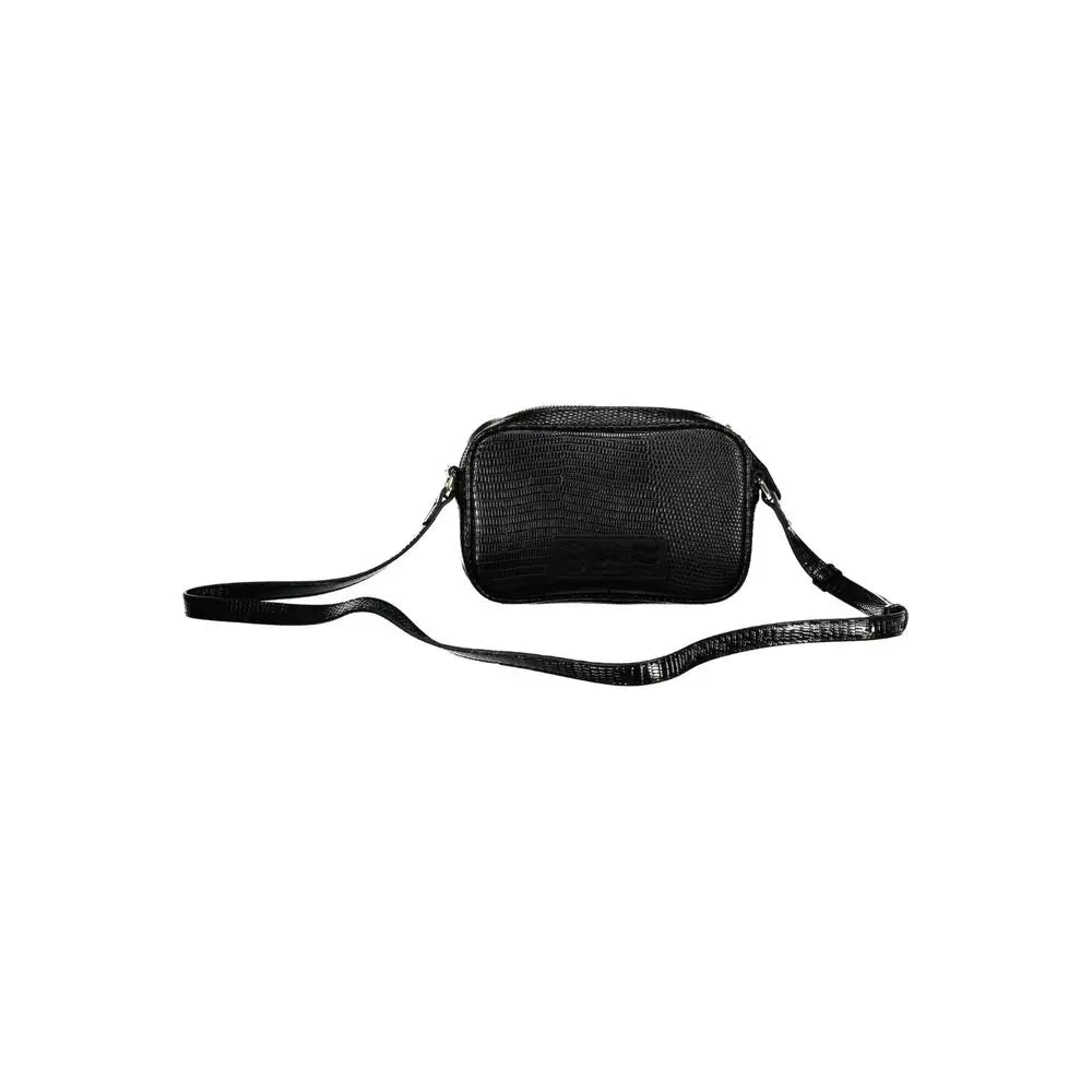 Sleek La Martina black polyethylene crossbody bag med krokodillesk texture