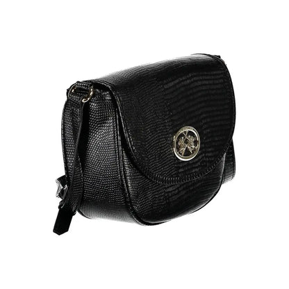 La Martina sort polyethylen taske med krokodilleskinn og sølvspænde, 100% originale brands