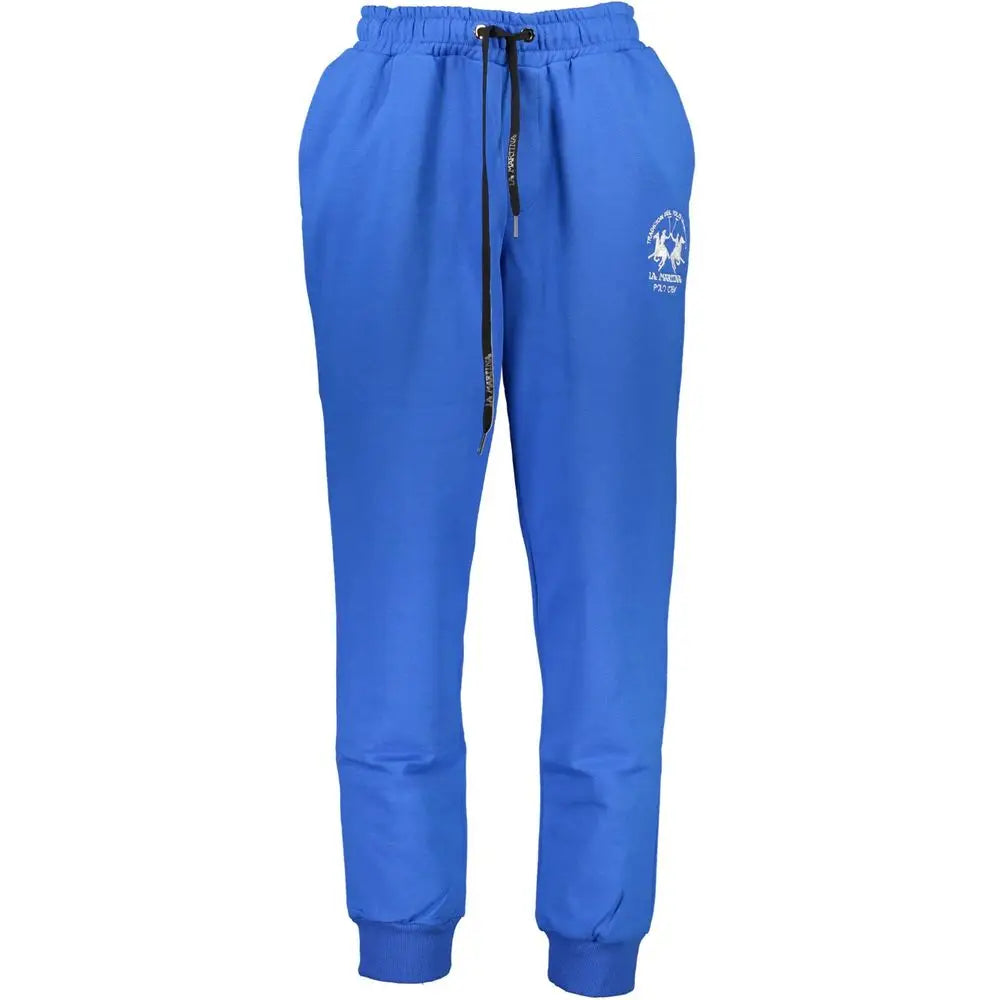 Høj kvalitet La Martina blue cotton pant i lys blå bomuld med sort snor og hvid logo