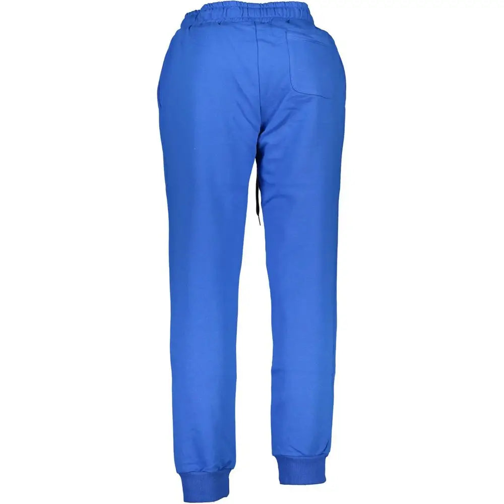 Høj kvalitet La Martina blue cotton pant med elastik talje og ribbed manchetter
