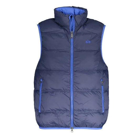 Navy blue La Martina Blue polyamide puffer vest med royal blå lynlås og quiltet design
