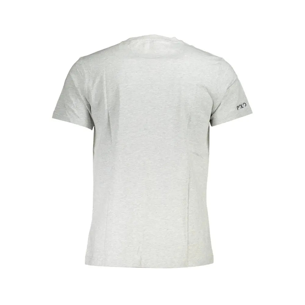 La Martina brown cotton mænds t-shirt med lys grå heathered bomuld og broderet polo-logo