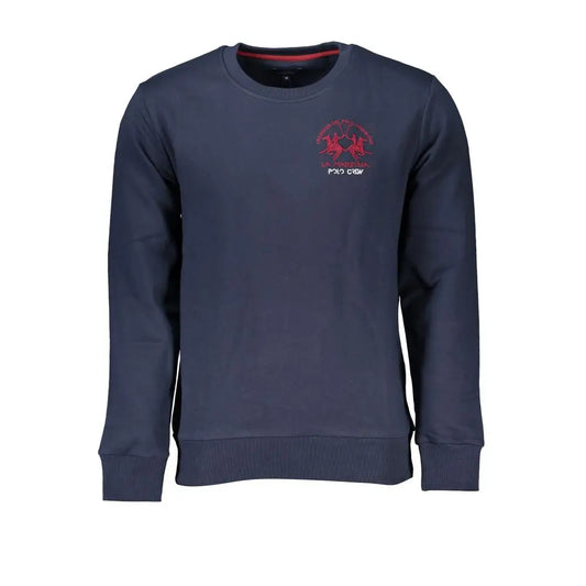 La Martina Chic Blue Crew Neck Embroidered Sweatshirt i marineblå