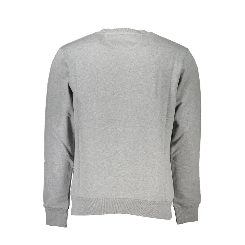 La Martina Chic Gray crew neck cotton sweatshirt i hvidgrå med ribkantede manchetter og søm
