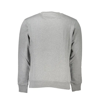 La Martina Chic Gray crew neck cotton sweatshirt i hvidgrå med ribkantede manchetter og søm