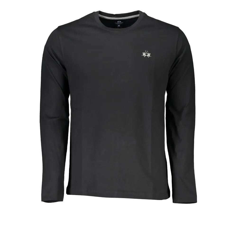 Sort La Martina classic crew neck embroidered tee i sort med hvid logo