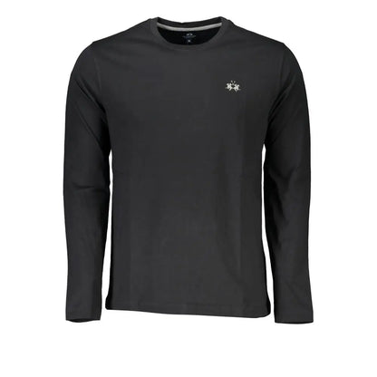 Sort La Martina classic crew neck embroidered tee i sort med hvid logo