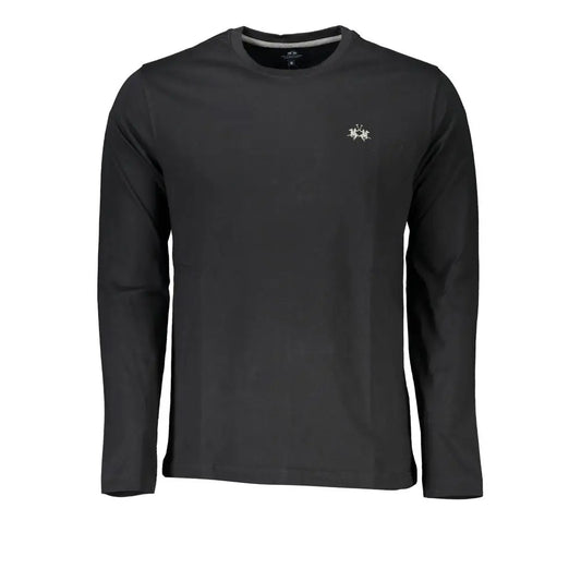 Sort La Martina classic crew neck embroidered tee i sort med hvid logo