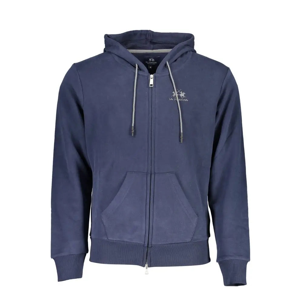 Navy blue La Martina hooded sweatshirt med lynlås og logo
