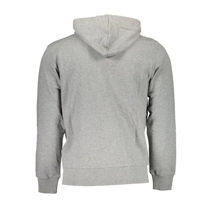 La Martina elegant gray hooded sweatshirt for men with ribbed cuffs and hem