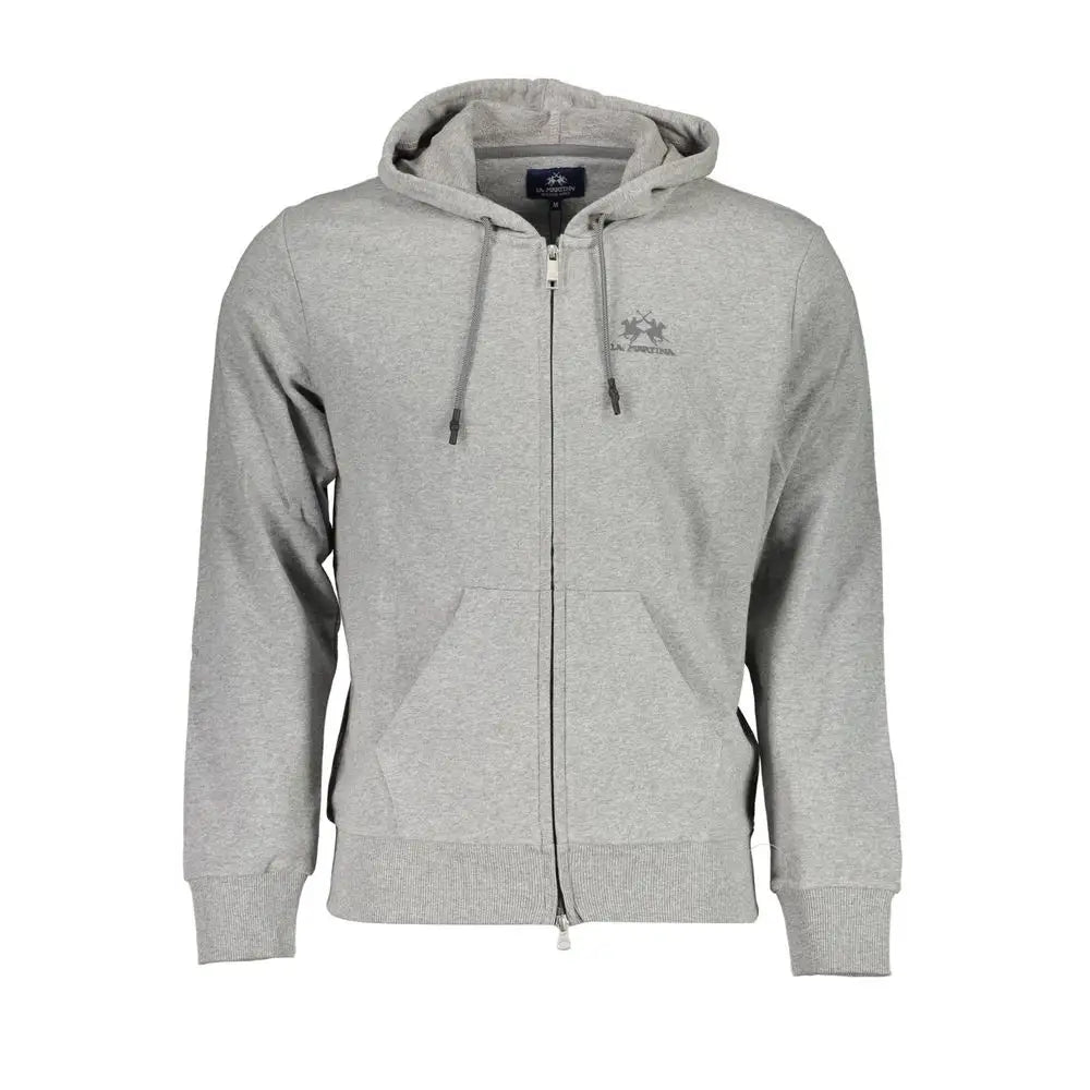 La Martina elegant gray hooded sweatshirt med subtil logo