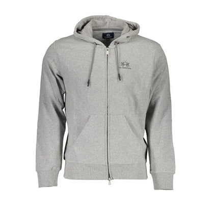 La Martina elegant gray hooded sweatshirt med subtil logo