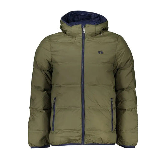 La Martina elegant green hooded jacket med navy inderside