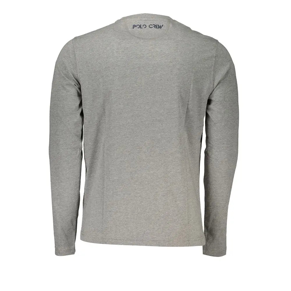 Grå hejret langærmet crew neck tee med Polo Crew broderi fra La Martina Elegant