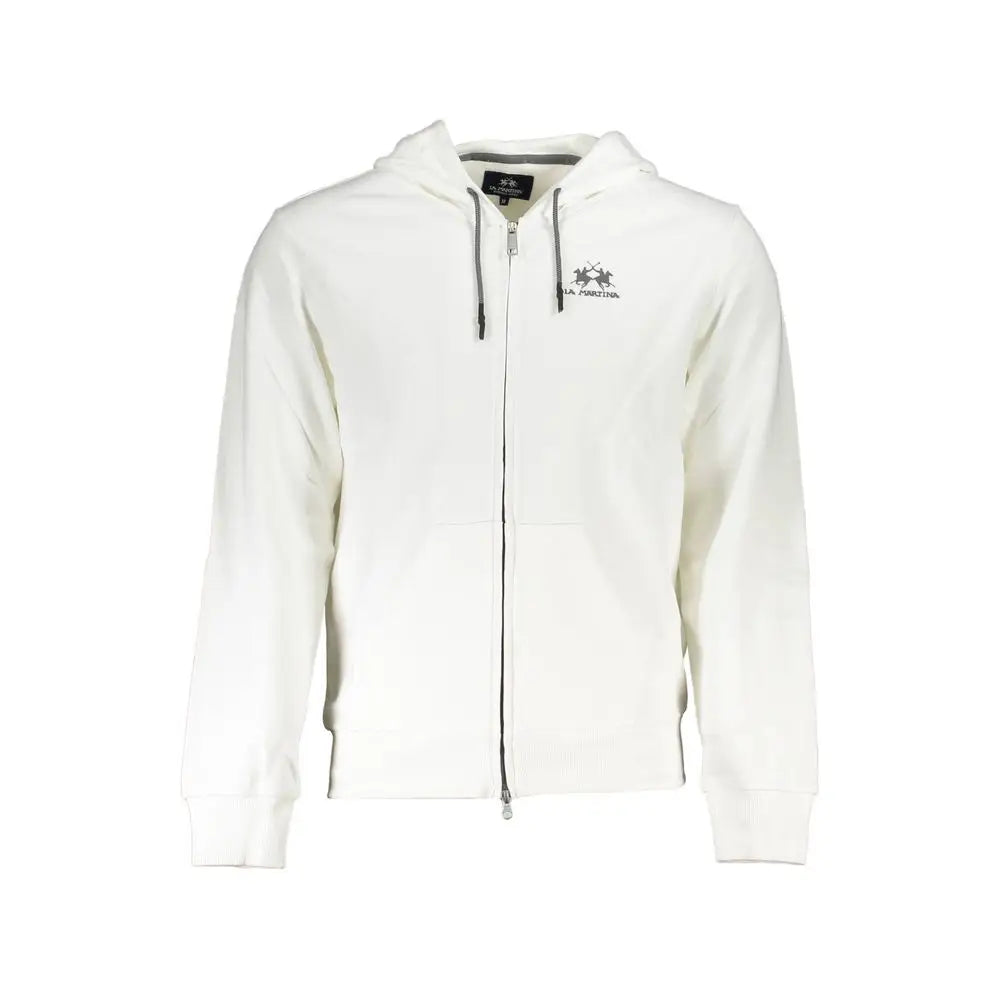Elegant white hooded La Martina sweatshirt med broderet logo