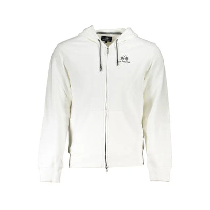 Elegant white hooded La Martina sweatshirt med broderet logo