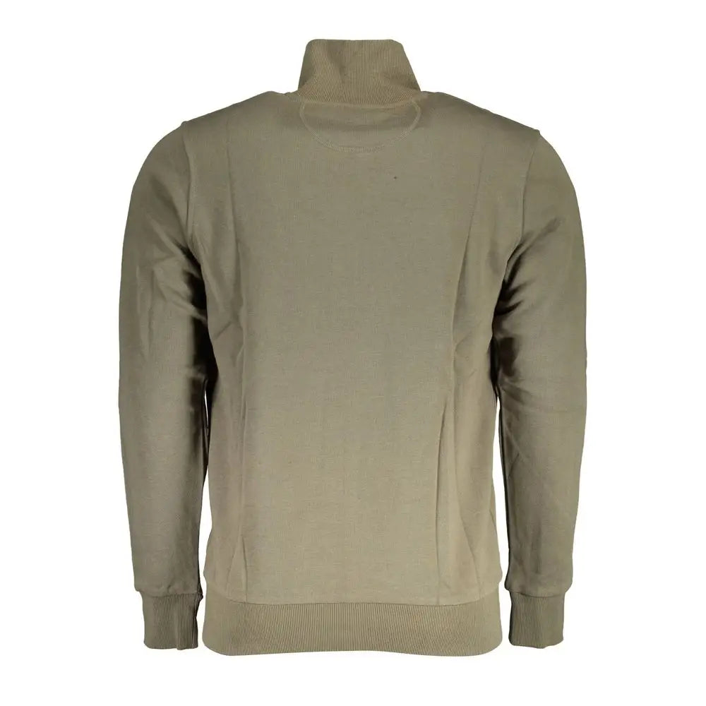 Beige turtleneck sweater med ribbed manchetter og kant i La Martina green cotton